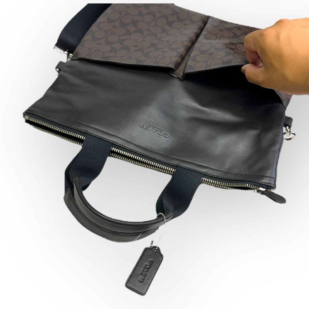 COACH Mens Signature Foldover City Tote 71796 Mahogany Brown New With Tag - Picture 7 of 12